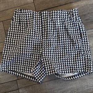 Navy and White Houndstooth Shorts
